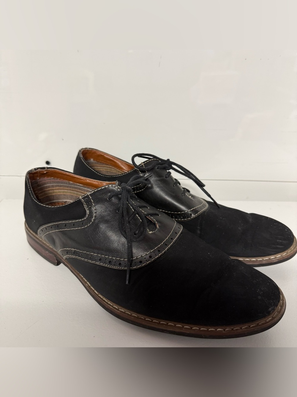 Men's Black Two-Tone Lace-Up Derby Shoes